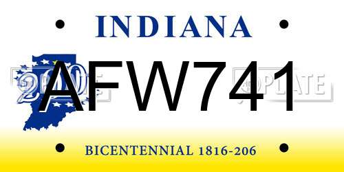 AFW741 Indiana License Plate