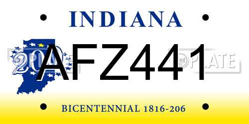 AFZ441 Indiana License Plate
