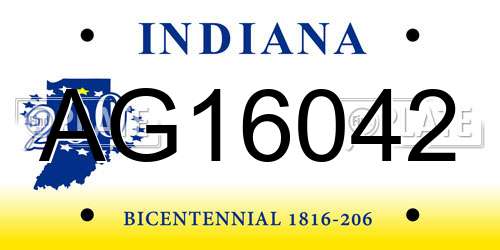 AG16042 Indiana License Plate