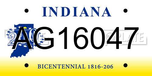 AG16047 Indiana License Plate