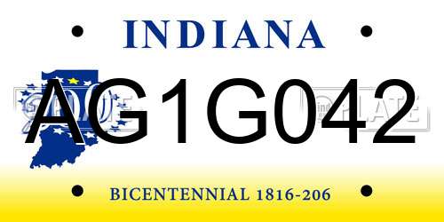 AG1G042 Indiana License Plate