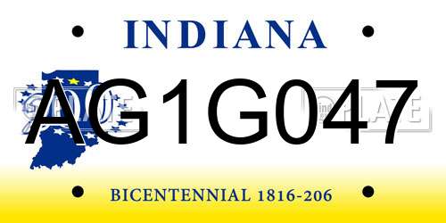 AG1G047 Indiana License Plate