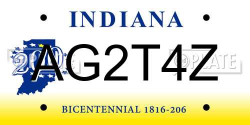 AG2T4Z Indiana License Plate
