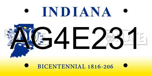AG4E231 Indiana License Plate