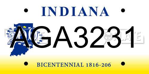 AGA3231 Indiana License Plate
