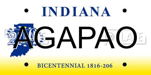 AGAPAO Indiana License Plate