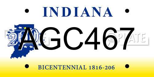 AGC467 Indiana License Plate