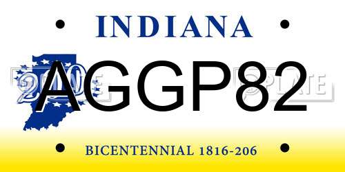 AGGP82 Indiana License Plate