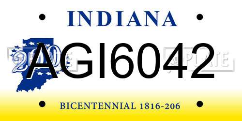 AGI6042 Indiana License Plate
