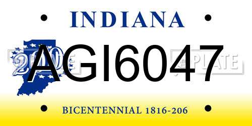 AGI6047 Indiana License Plate