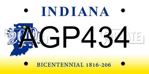 AGP434 Indiana License Plate