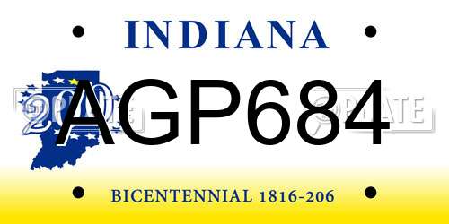 AGP684 Indiana License Plate