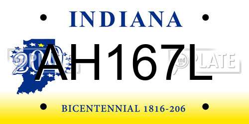 AH167L Indiana License Plate