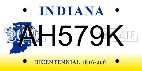 AH579K Indiana License Plate