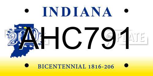 AHC791 Indiana License Plate