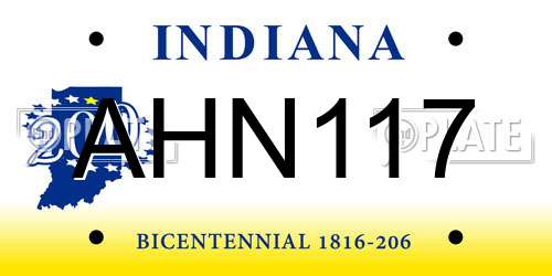 AHN117 Indiana License Plate