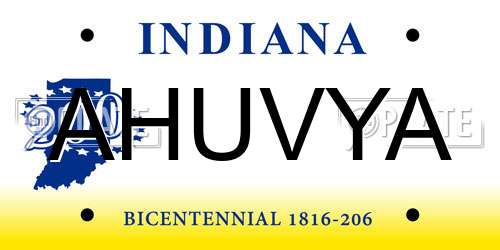 AHUVYA Indiana License Plate