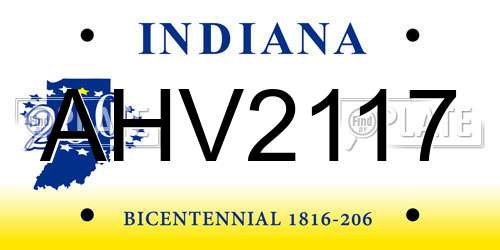 AHV2117 Indiana License Plate