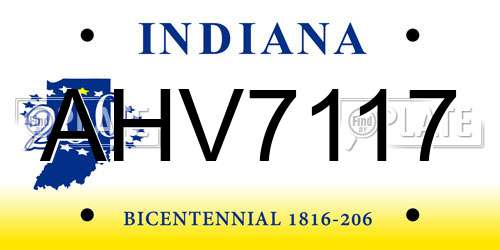 AHV7117 Indiana License Plate