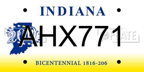 AHX771 Indiana License Plate