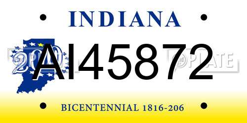 AI45872 Indiana License Plate