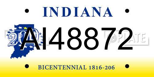 AI48872 Indiana License Plate