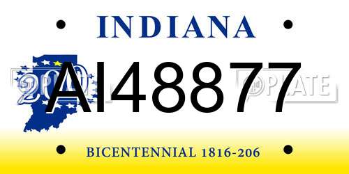 AI48877 Indiana License Plate