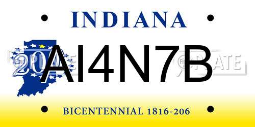 AI4N7B Indiana License Plate