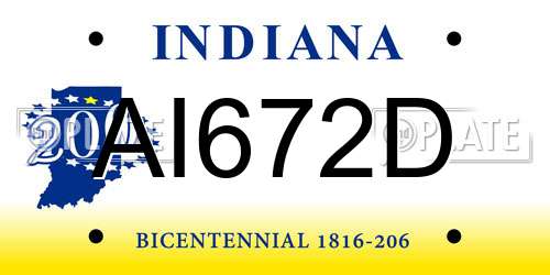 AI672D Indiana License Plate