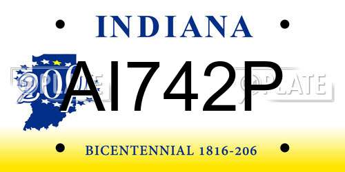 AI742P Indiana License Plate