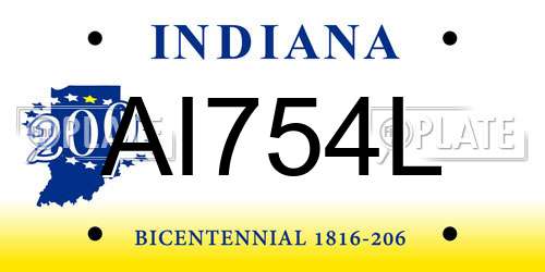 AI754L Indiana License Plate