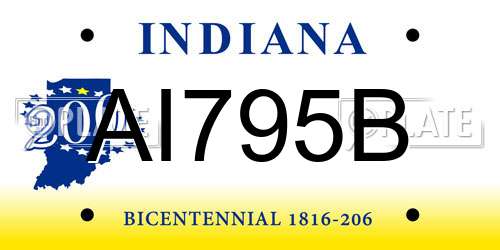 AI795B Indiana License Plate