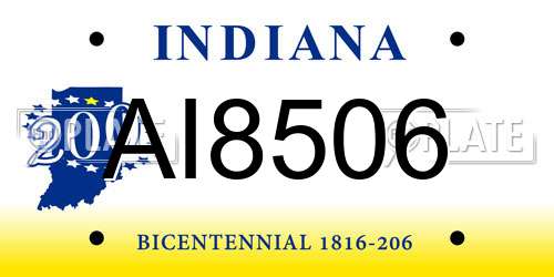 AI8506 Indiana License Plate