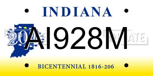 AI928M Indiana License Plate