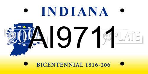AI9711 Indiana License Plate
