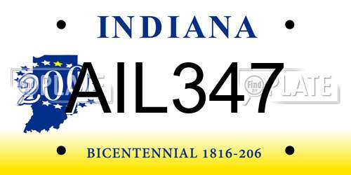 AIL347 Indiana License Plate