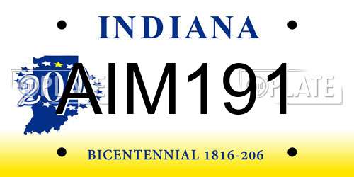 AIM191 Indiana License Plate
