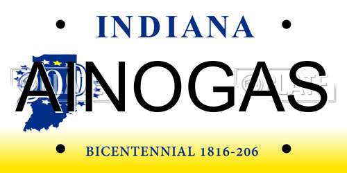 AINOGAS Indiana License Plate
