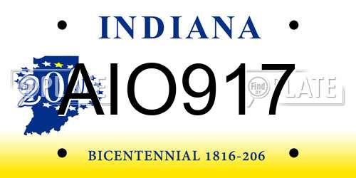 AIO917 Indiana License Plate