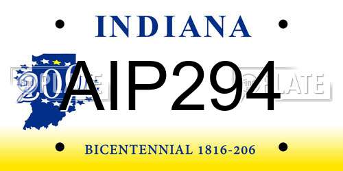 AIP294 Indiana License Plate