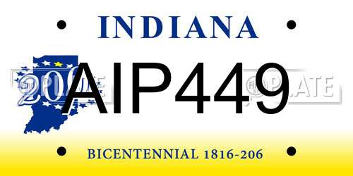 AIP449 Indiana License Plate