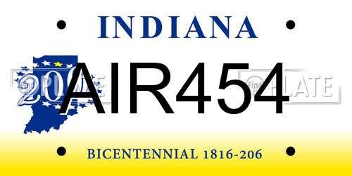 AIR454 Indiana License Plate