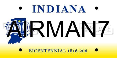 AIRMAN7 Indiana License Plate