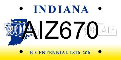 AIZ670 Indiana License Plate