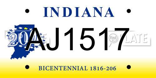 AJ1517 Indiana License Plate