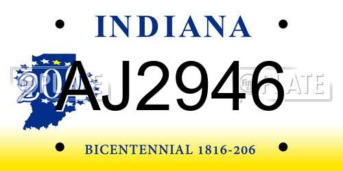 AJ2946 Indiana License Plate