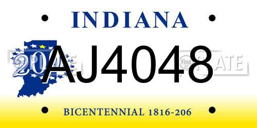 AJ4048 Indiana License Plate