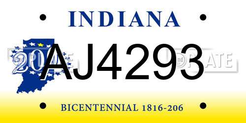 AJ4293 Indiana License Plate