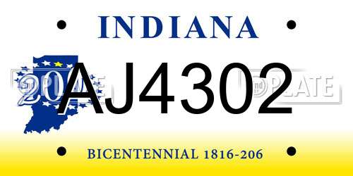 AJ4302 Indiana License Plate