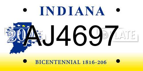 AJ4697 Indiana License Plate